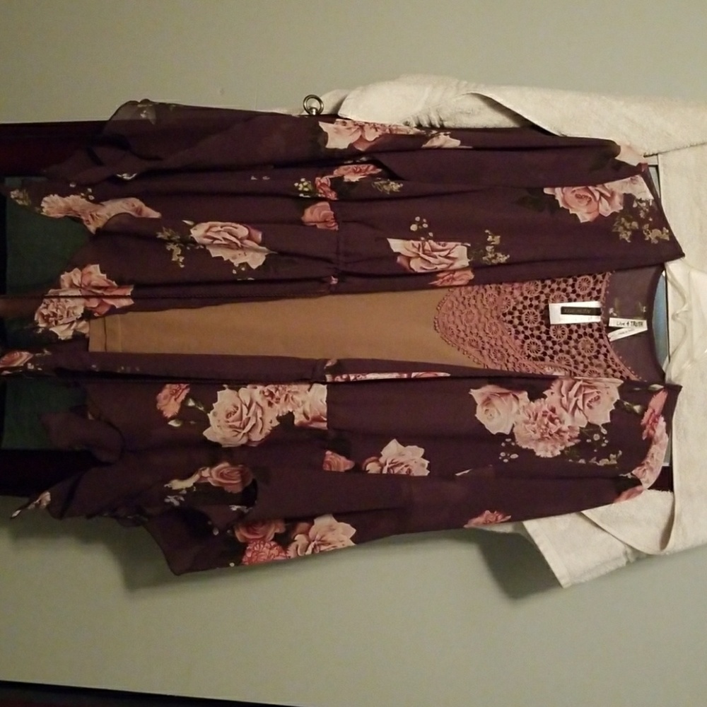 Rose kimono sheer and tank rose colored